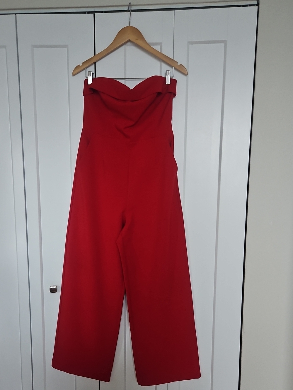 Dynamite Strapless Red Wide-Leg Romper Jumpsuit